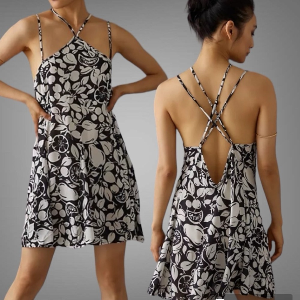 Anthropologie Sheer Fruit Print Mini Dress Size S